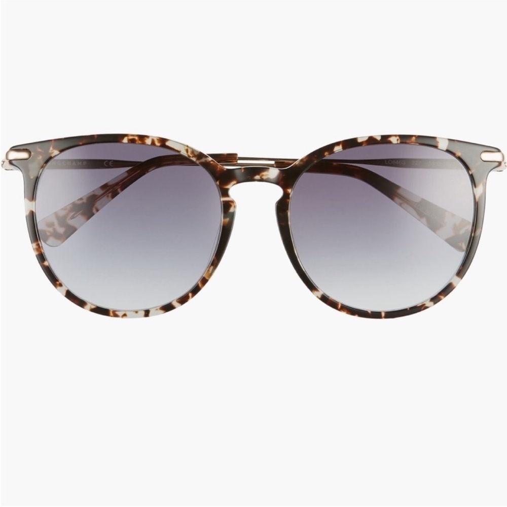 Longchamp Roseau 54mm Round Sunglasses in Havana Aqua/Blue NWT